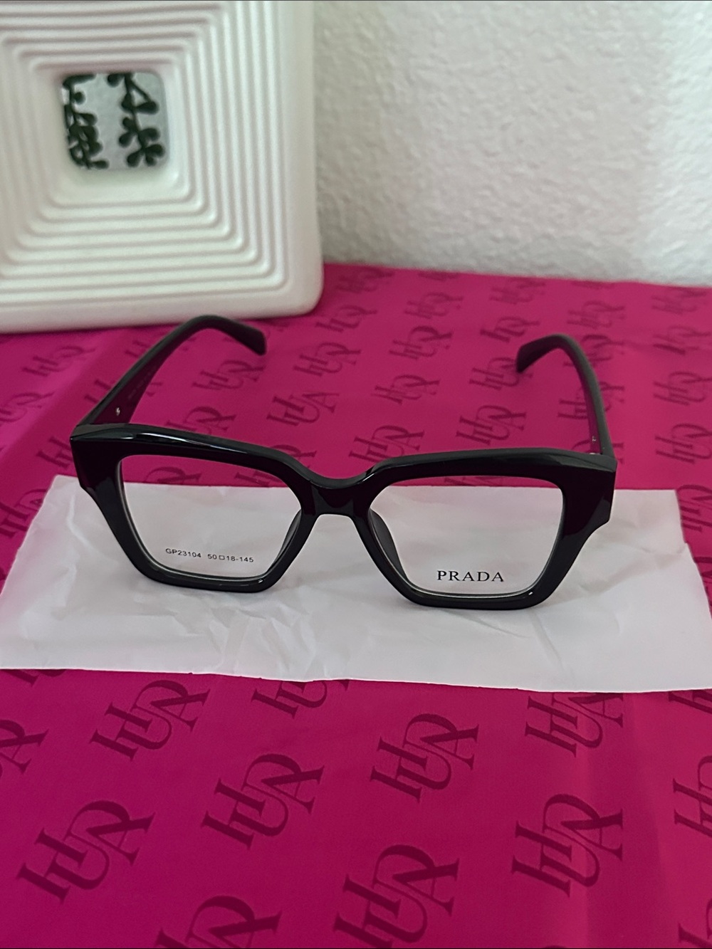Prada Black Oversized Square Women's Eyeglasses